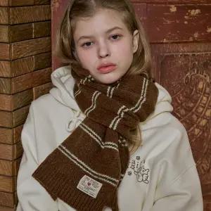 코코 스트라이프 머플러 브라운