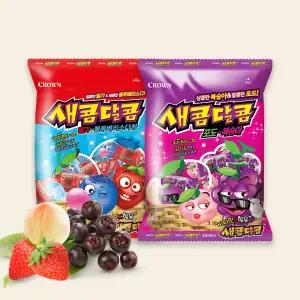 크라운 새콤달콤 200g 혼합 6봉 (포도 복숭아 3+딸기블루베리소다 3)