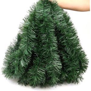 50피트 높이의 크리스마스 그리너리 화환 장식, 인조 그린 파인 트리 장식 소프트 틴셀 계단용 논라이트 맨틀 벽난로 가정용 실내 야외 홀리데이 파티 용품