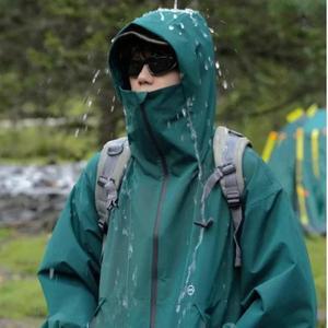 봄 고품질 하드쉘 남성 패션 방수 후드 아웃도어 등산 오토바이 재킷