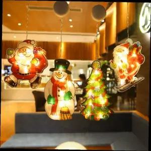 크리스마스 전구 장식 산타 눈사람 트리 창문 부착 펜던트 실내 카페 매장 홈 인테리어 조명