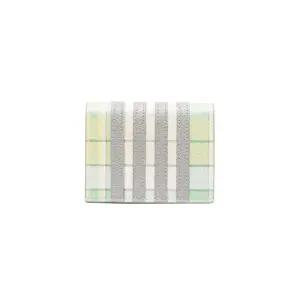 MAW218A L0041 340 아플리케 사선 마드라스 프린트 페블그레인 레더 카드홀더 파스텔그린 공용 지갑