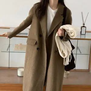 [제이0]울100% 헤링본 더블 핸드메이드 울 긴팔 코트