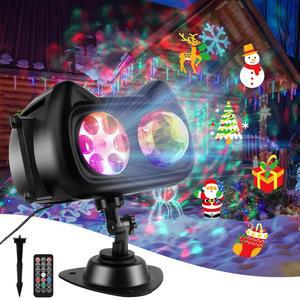 3-in-1 할로윈 크리스마스 눈송이 프로젝터 조명, 메모리 기능이 있는 실외 실내 조명, 58개의 HD 패턴 LED 방수 홀리데이 조명, 마당, 집, 파티 및 크리스마스 장식을 위한 리모컨 포함