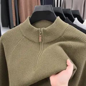 반 목폴라 지퍼 목티 목 폴라티 반폴라티 하프 터틀넥 라인 양모와 울 혼방 소재 가을 수출용 남자 남성 스