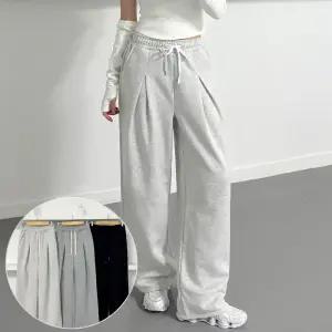 [국내생산/기모or노기모ver.] 더블 주름 와이드 팬츠 3color 남녀공용 FREE-XL 밴딩 트레이닝 일자 바지