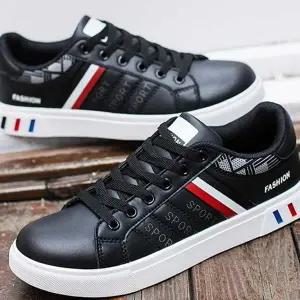 남자 단색 운동화 키높이 심플 편안한 남자 운동화 데일리 스포티 스트라이프 스니커즈 캐주얼화