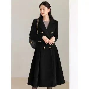 [시크라인] XXL까지 카솔민 카라 더블버튼 울 플레어 코트 겨울 하객룩 오피스룩 모임룩.._P410760086