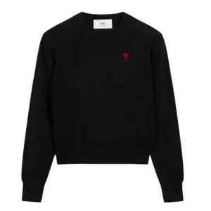 [아미] 여성 하트 로고 메리노울 니트 블랙 BFFKS111 KN0025 001