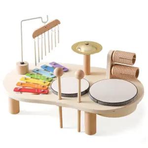 붐키즈 밝은소리 벤치 원목 유아 악기 세트 드럼 장난감