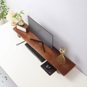 원목 듀얼 모니터 받침대 대형 긴 1400 와이드 받침 선반