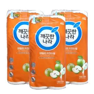 깨끗한나라 데일리 키친타올 150매 8롤 x 3개