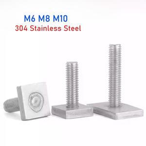 2개입 M6 M8 M10 304 스테인리스 스틸 T-슬롯 슈트 레일 트랙 T형 직사각형 해머 헤드 볼트 호환 나사