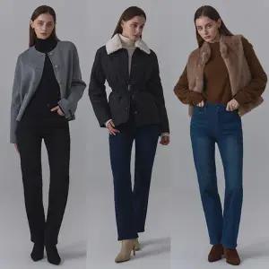 [하프클럽/뱅뱅]뱅뱅 25FW 여성 겨울 기모 본딩 라이크라 스트레이트 데님