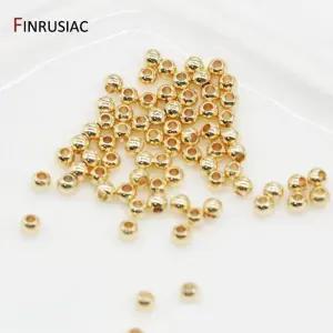 비즈공예 14K 골드 라운드 볼 스페이서 비즈 바느질 공예 황동 구분 기호