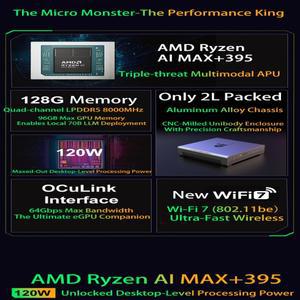 SZBOX FEVM FAEX9 Ryzen AI MAX+ 395 미니 PC 윈도우 11 LPDDR5 128GB 1TB 7000MB/s Wifi7 BT5.4 데스크탑