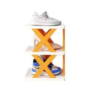 오렌지 3단 신발 정리 신발랙 정리대 원룸 운동화/신발장/현관/가정용/학원/미니/정리함/수납장/틈새/슬림