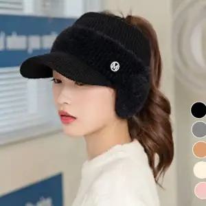 겨울 여성 귀달이 모자 귀마개 방한 귀달이 모자 니트 골프