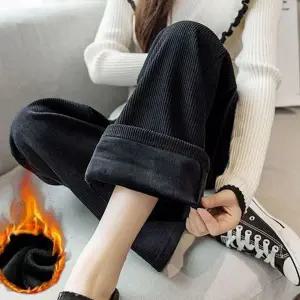 밴딩 여성 기모 골덴 바지 일자 여성 코듀로이 와이드 팬츠