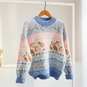 [잇수다] 발론크 노르딕 자가드 패턴 루즈핏 라운드 울 니트