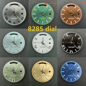 새로운 Miyota 8285 다이얼 시계 남성용 로마 적합한 무브먼트 녹색 빛나는 액세서리