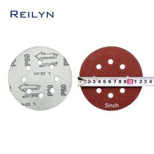 10개입 5인치 8홀 샌드페이퍼 훅앤루프 샌딩 디스크 연마 패드 80/180/320/800 그릿 오비탈 샌더용 금속 목