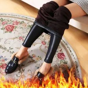 여성 겨울 방한 가죽레깅스 블랙레깅스 광택 쫀쫀스판