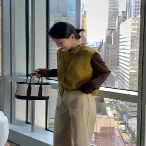 티셔츠SET 올리브 레이어드 폴라 니트 조끼 (2color)