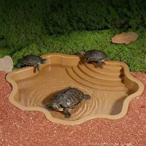 [콩심팥심]거북이 욕조 물놀이 목욕 쉼터 자연형 곡선 트레이 사육장용 약30cm