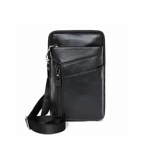 [피커]소가죽 남성 미니백 남자가방 힙색 허리띠연결