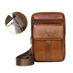 [피커]소가죽 힙색 멀티백 크로스백 남성 미니 보조가방