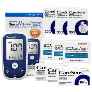 글루코나비 혈당계+시험지300매+채혈침300개+알콜솜300개 임당 수치 검사 D