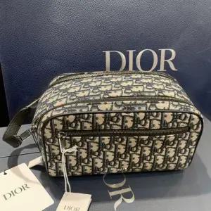 남성디올 토일레트리 자카드 파우치백 베이지