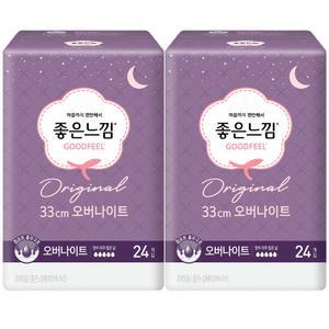 좋은느낌 날개형, 오버나이트, 24매, 2개