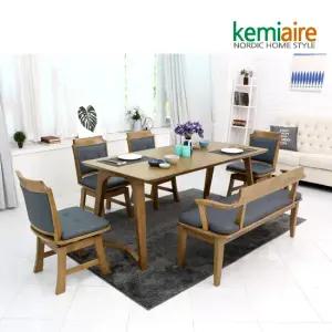 아르곤 6인용 회전의자 원목식탁SET(벤치형) KHD-609B