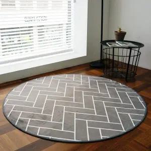 [인룸]소프트 헤링본 극세사 러그 원형150