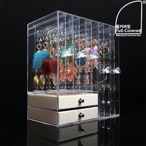 풀커버링 고급투명 3+2+2단 대용량 복합형 귀걸이 악세사리 보관함 보석함 정리함 주얼리진열대