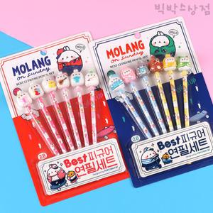 3500 몰랑 베스트 피규어 연필세트 6본 1p 몰랑이 캐릭터 문구세트 필기구 초등학생 선물추천