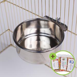 나사식 스텐 모이통 (대) 새장부착형 새모이 급식기 애완조를 위한 스테인레스 모
