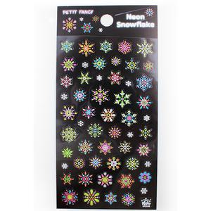 5548 네온 눈꽃 크리스마스 스티커 형광 PVC 겨울 카드 데코 장식
