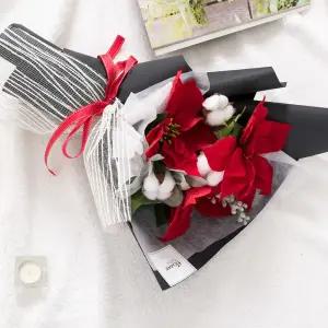 포인세티아 조화 꽃다발 목화 54cm 인테리어 꽃 선물 장식 기념일 졸업식 발표회 학예회