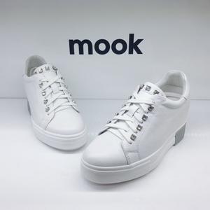 [무크]천연가죽 여성 큐빅 키높이 스니커즈 슬립온(7cm)516822362