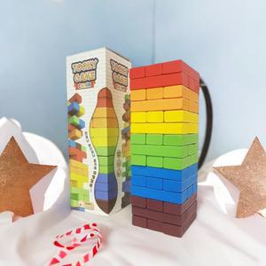 투키 원목 컬러 보드게임 젠가 나무 쌓기 우드 블럭 도미노 색깔 블록 도형 맞추기