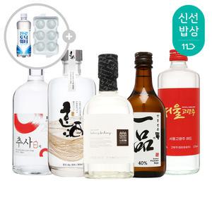 [품질보장]온더락전통주세트_느린마을21,일품40,한주35,추사백25,고량레드_토닉,얼음틀