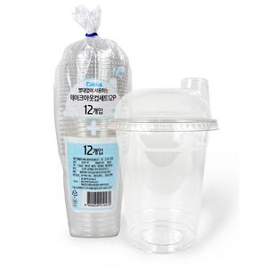 빨대없이 사용하는 테이크아웃컵세트 12개입 350ml 일회용투명컵 PET