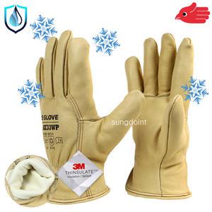 33WP 생활방수 방한장갑 천연가죽 (신슐레이트 보온내피) 겨울작업용 장갑 알곤용접 내열 냉동작업