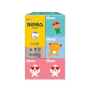 크리넥스 디럭스 미니 카카오 프렌즈 1/2티슈 230매x6개입 1팩 각티슈 화장지