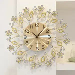 골드디자인 벽걸이 인테리어 골드앤큐빅 무소음 벽시계 G08