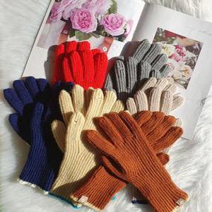 겨울 니트 투톤 터치 핑거홀 장갑 스마트폰 터치 손가락장갑