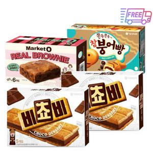비쵸비 125G(2개)+참붕어빵 174G(1개)+마켓오 리얼브라우니 120G(1개)